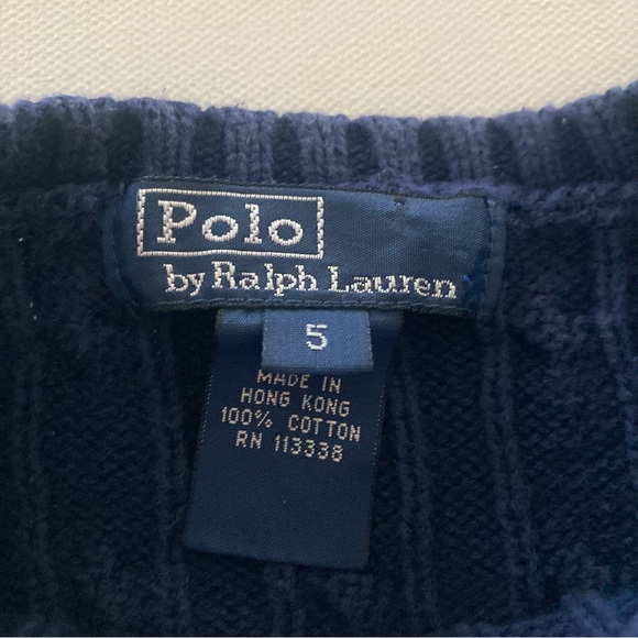 Polo Ralph Lauren Boys 5 Dark Blue Sweater Crew Neck - Picture 3 of 3
